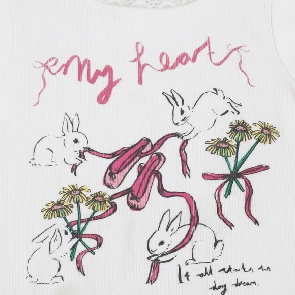 Motel Rocks White Ribbed Lace-Trim Tank - Picture 4 of 4